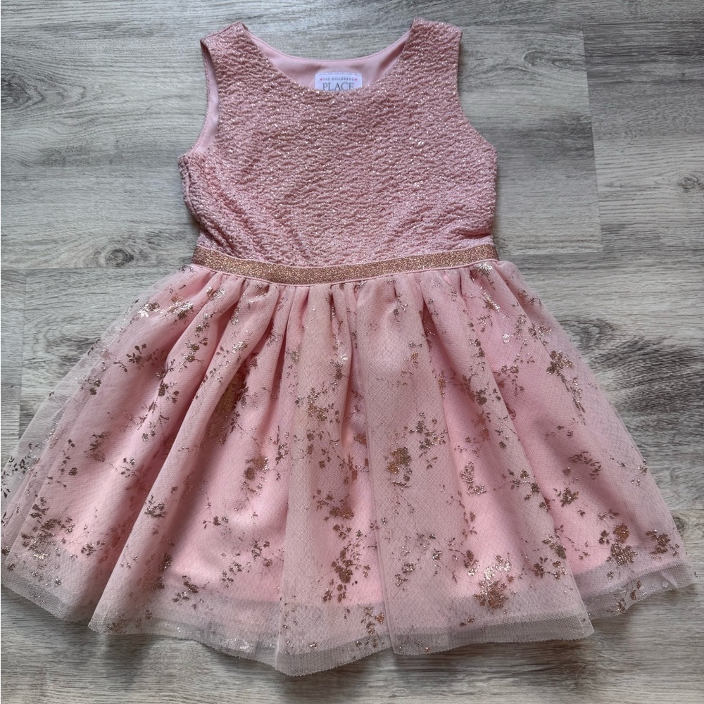The Children's Place Blush and Gold Sparkle Dress